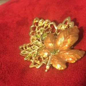 Vintage maple leaf brooch stamped KC